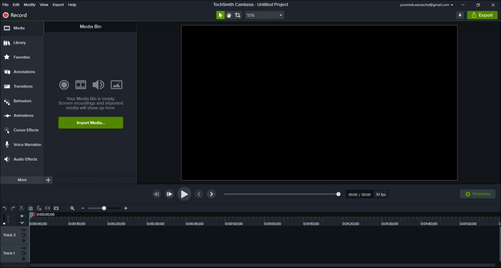 Video production software -Camtasia.